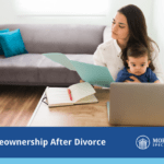 Homeownship after divorce Mother and son sitting at table in new home reviewing documents