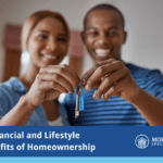 7 Financial and Lifestyle Benefits of Homeownership. with a photo of a young couple owning a home